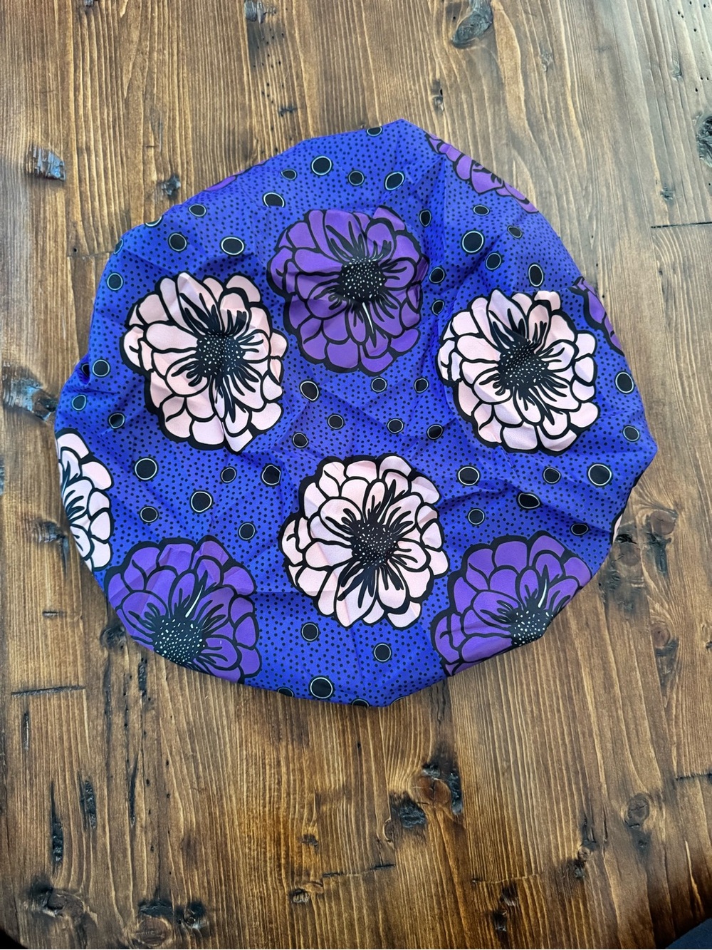 Floral Purple Satin Lined Bonnet
